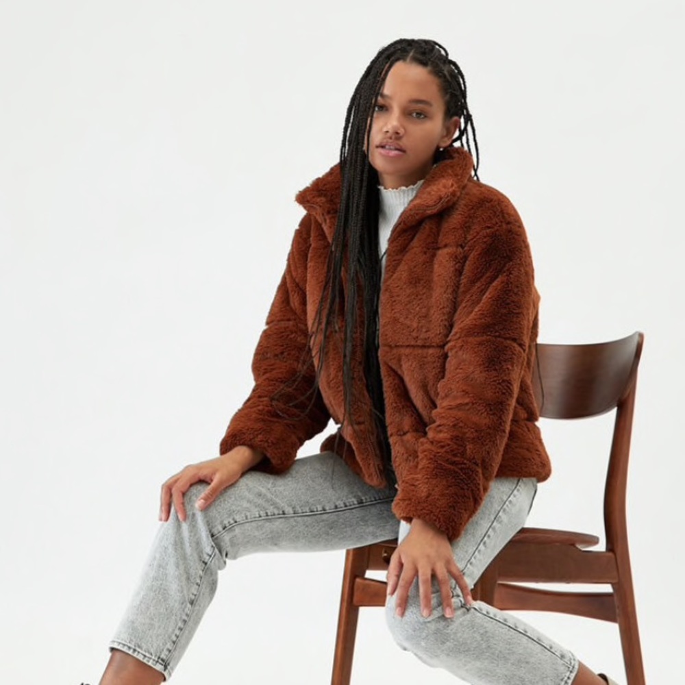 Kendall and Kylie Cozy Faux Fur Puffer Jacket